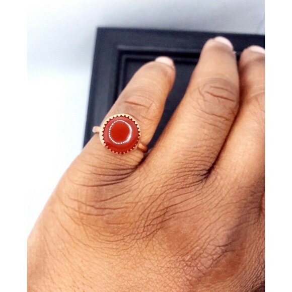Red onyx copper crystal ring handmade - Picture 5 of 11
